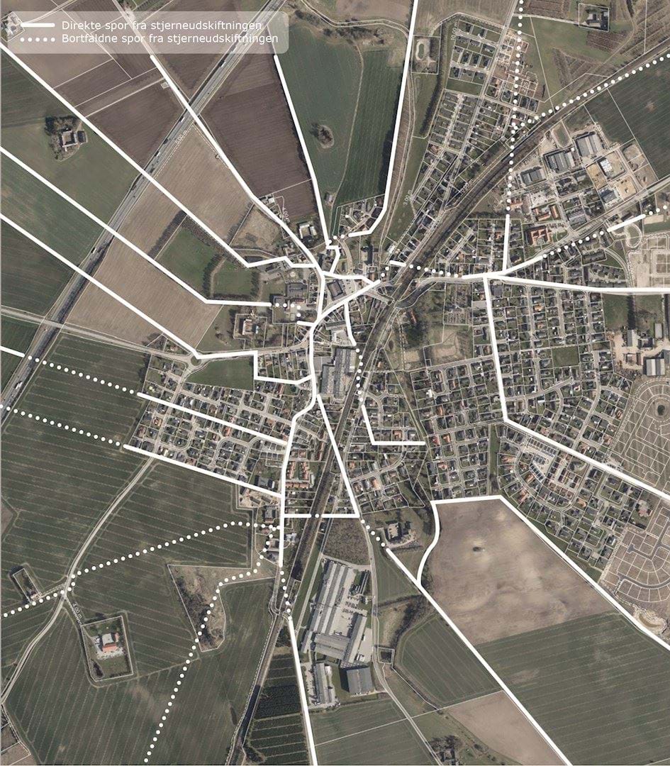 Historiske spor fra stjerneudskiftningen set på luftfoto fra 2021